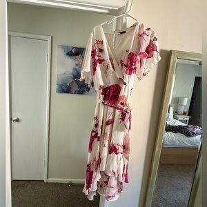 Lane Bryant Pink and White Floral High Low Dress